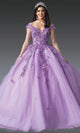 Dancing Queen 1923 - Butterfly Applique Off-Shoulder Gown Quinceanera Dresses XS / Lilac