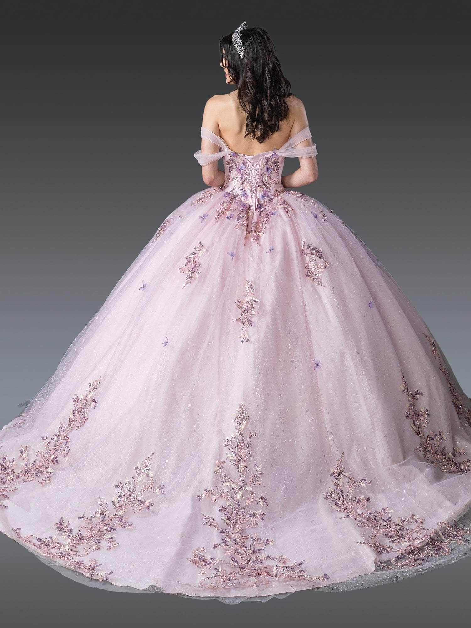Dancing Queen 1924 - Butterfly Accent Deep Sweetheart Gown Quinceanera Dresses XS / Blush