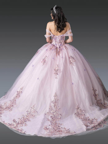 Dancing Queen 1924 - Butterfly Accent Deep Sweetheart Gown Quinceanera Dresses XS / Blush