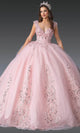 Dancing Queen 1925 - Cap Sleeve Floral Embroidered Ballgown Quinceanera Dresses XS / Blush