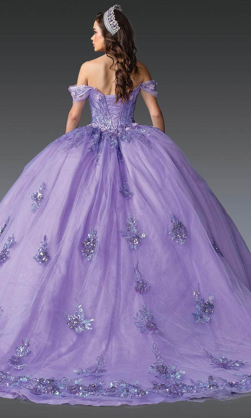 Dancing Queen 1929 - Off-Shoulder Floral Quince Ballgown Quinceanera Dresses XS / Lilac