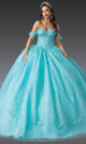 Dancing Queen 1930 - Off-Shoulder Butterfly Applique Ballgown Quinceanera Dresses XS / Aqua Marine