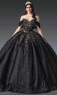 Dancing Queen 1939 - Glitter Embroidered V-Neck Ballgown Quinceanera Dresses XS / Black