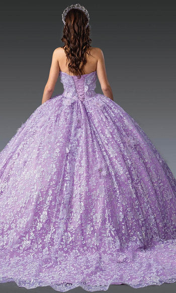 Dancing Queen 1940 - Strapless Glitter Floral Ballgown Quinceanera Dresses XS / Lilac