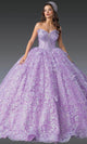 Dancing Queen 1940 - Strapless Glitter Floral Ballgown Quinceanera Dresses XS / Lilac