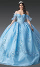 Dancing Queen 1944 – Off-Shoulder Floral Applique Sheer Sleeve Ballgown