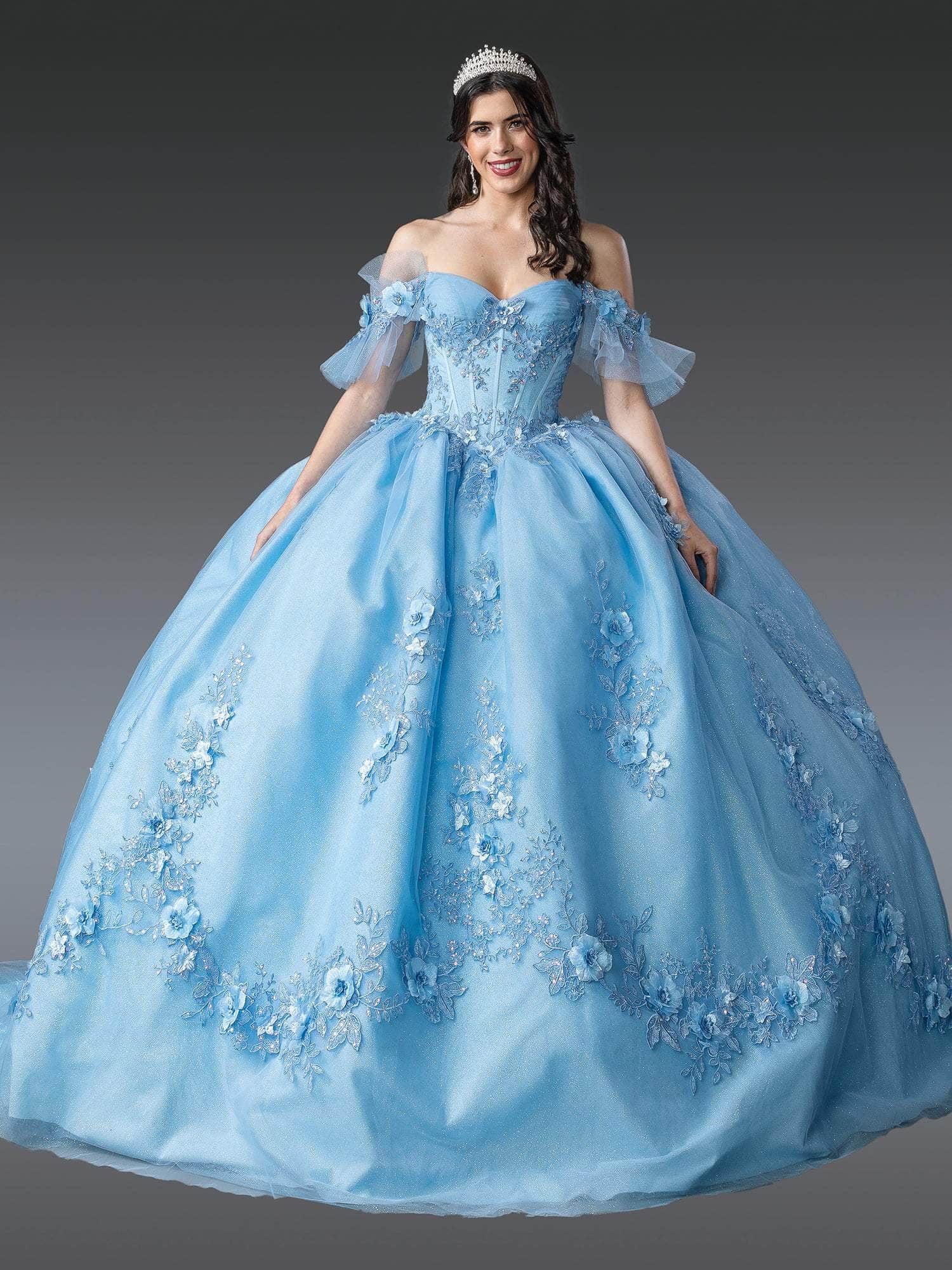 Dancing Queen 1944 - Floral Applique Sheer Sleeve Ballgown Special Occasion Dress