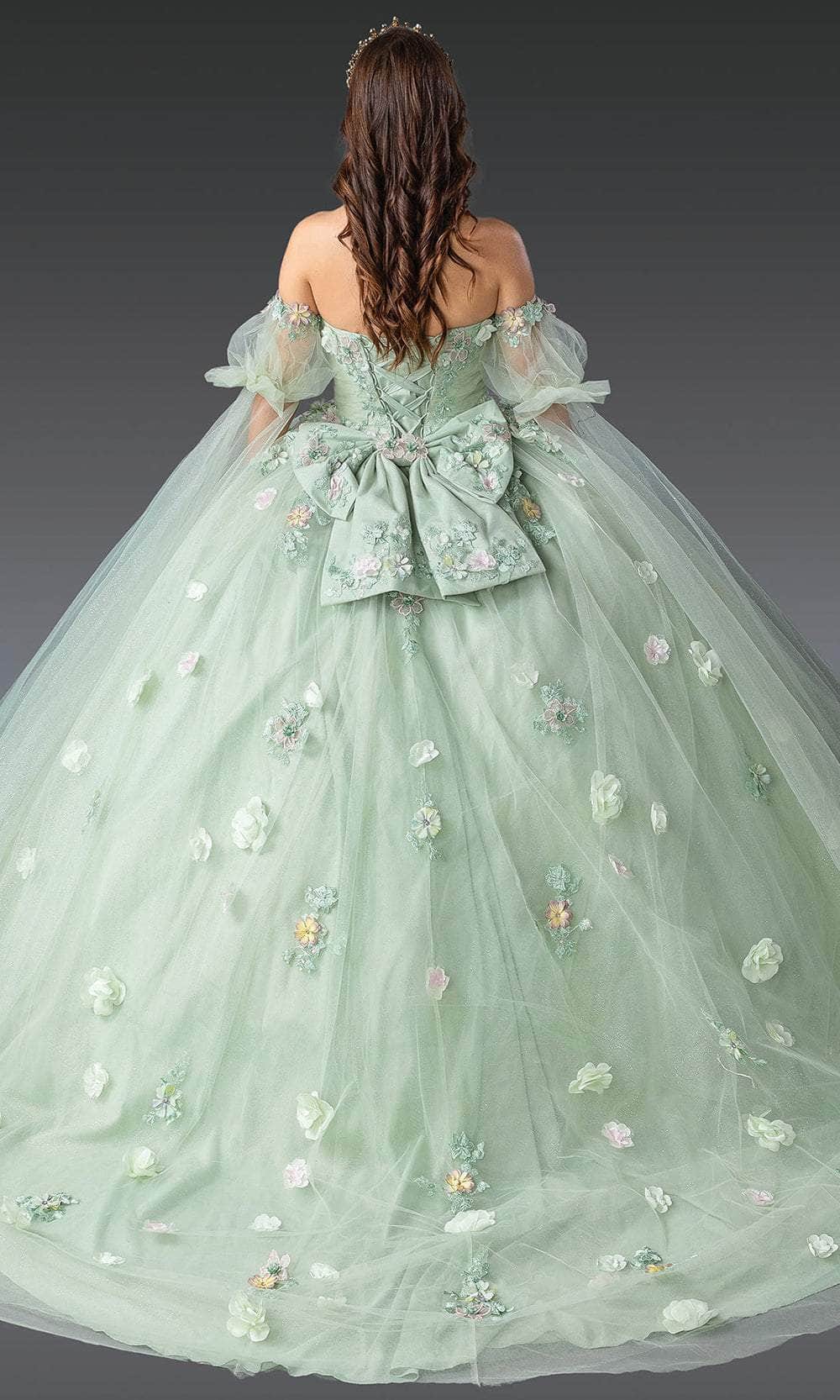 Dancing Queen 1945 - Off-Shoulder Multicolor Floral Ballgown Quinceanera Dresses XS / Sage