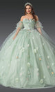 Dancing Queen 1945 - Off-Shoulder Multicolor Floral Ballgown Quinceanera Dresses XS / Sage
