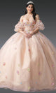 Dancing Queen 1946 - Floral Appliqued Puff Sleeve Quince Ballgown Quinceanera Dresses XS / Champagne