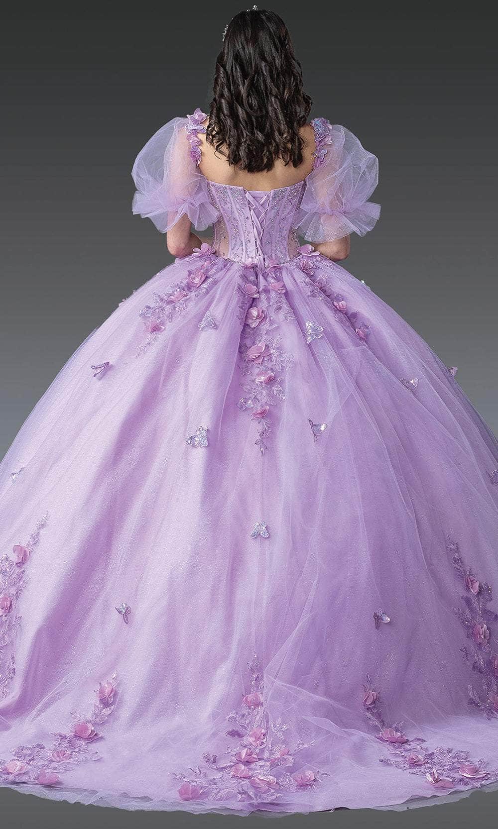 Dancing Queen 1949 - Appliqued Sheer Puff Sleeve Ballgown Ball Gowns XS / Lilac