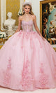 Dancing Queen 1949 - Appliqued Sheer Puff Sleeve Ballgown Ball Gowns XS / Blush