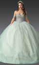 Dancing Queen 1950 - Beaded Sweetheart Ballgown with Sheer Cape Quinceanera Dresses XS / Mint