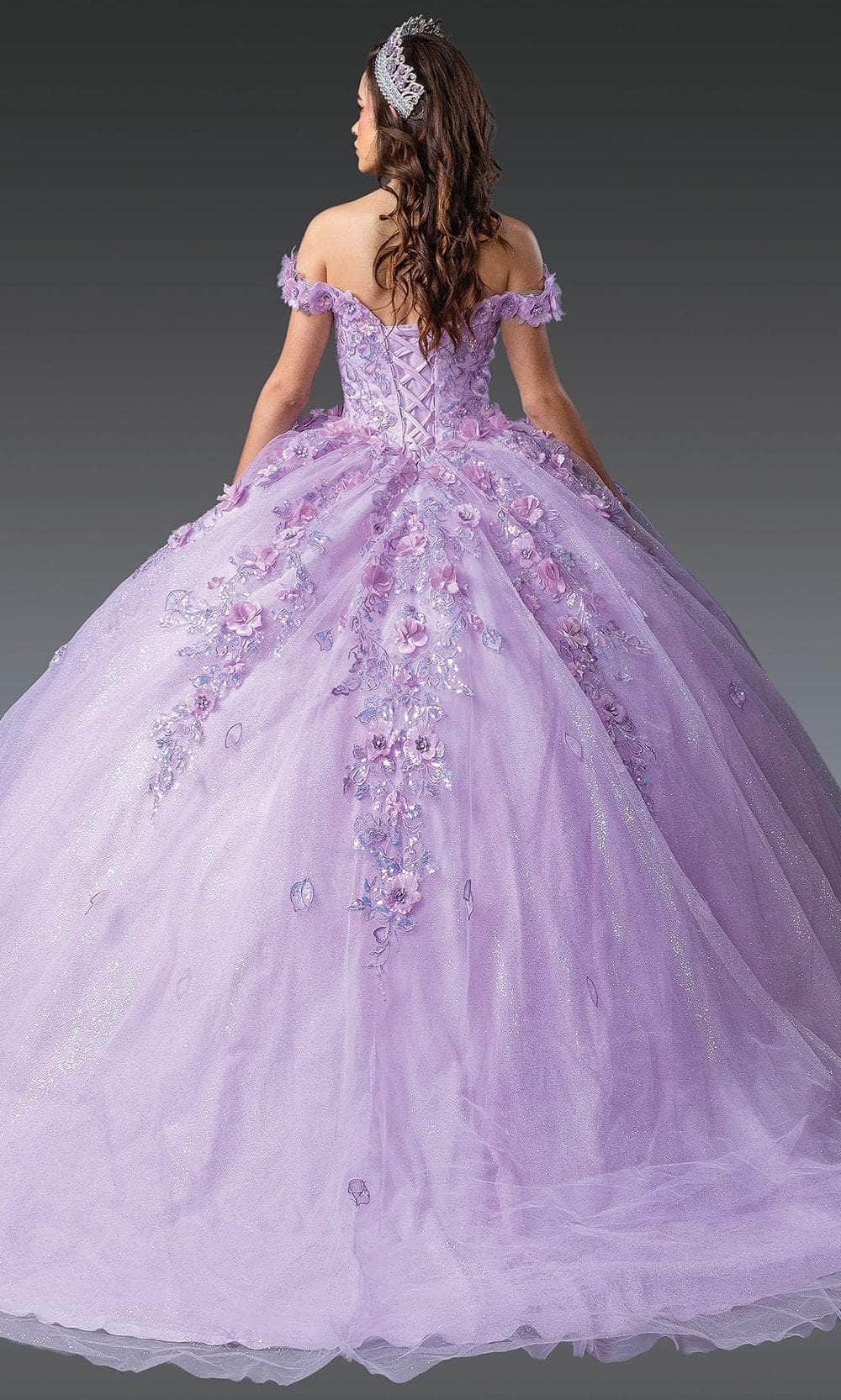 Dancing Queen 1951 - Floral Applique Plunging Sweetheart Ballgown Quinceanera Dresses XS / Lilac