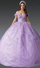 Dancing Queen 1951 - Floral Applique Plunging Sweetheart Ballgown Quinceanera Dresses XS / Lilac
