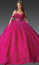 Dancing Queen 1957 - Glitter Bodice Off Shoulder Ballgown Quinceanera Dresses XS / Fuchsia