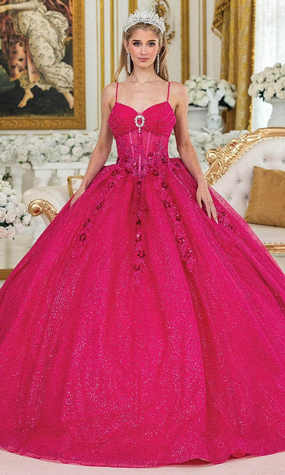 Dancing Queen 1958 – Glitter Tulle Ballgown with Sheer Corset Bodice and Floral Lace Appliqué