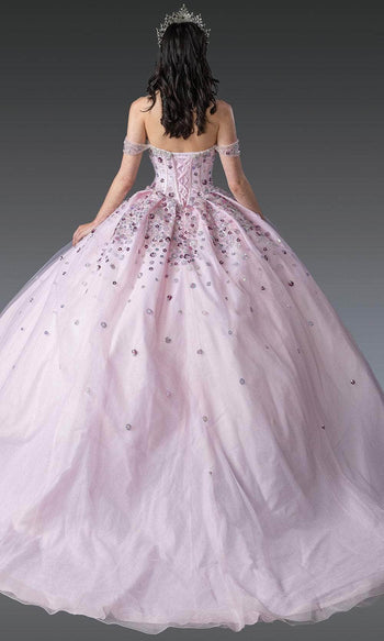 Dancing Queen 1959 - Floral Sequin Sweetheart Corset Ballgown Quinceanera Dresses XS / Blush