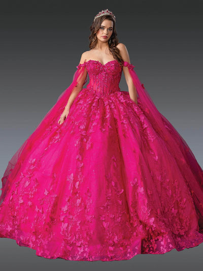 Dancing Queen 1960 – Fairytale Butterfly Embroidered Ballgown with Sheer Cape