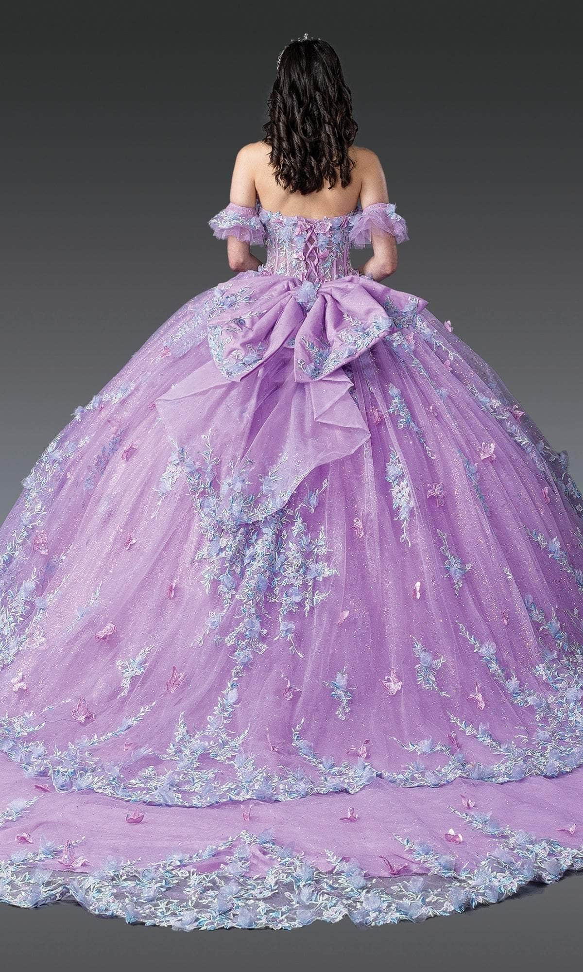 Dancing Queen 1961 - Off-Shoulder 3D Floral Quinceanera Gown Ball Gowns XS / Lilac