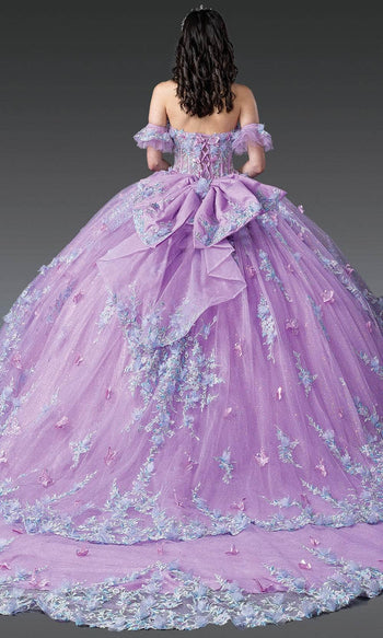 Dancing Queen 1961 - Off-Shoulder 3D Floral Quinceanera Gown Ball Gowns XS / Lilac