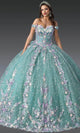 Dancing Queen 1962 - Floral Embroidered Off-Shoulder Gown Quinceanera Dresses XS / Sage/ Multi