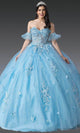 Dancing Queen 1964 - Strapless Sweetheart Floral Quinceanera Gown Quinceanera Dresses XS / Bahama Blue