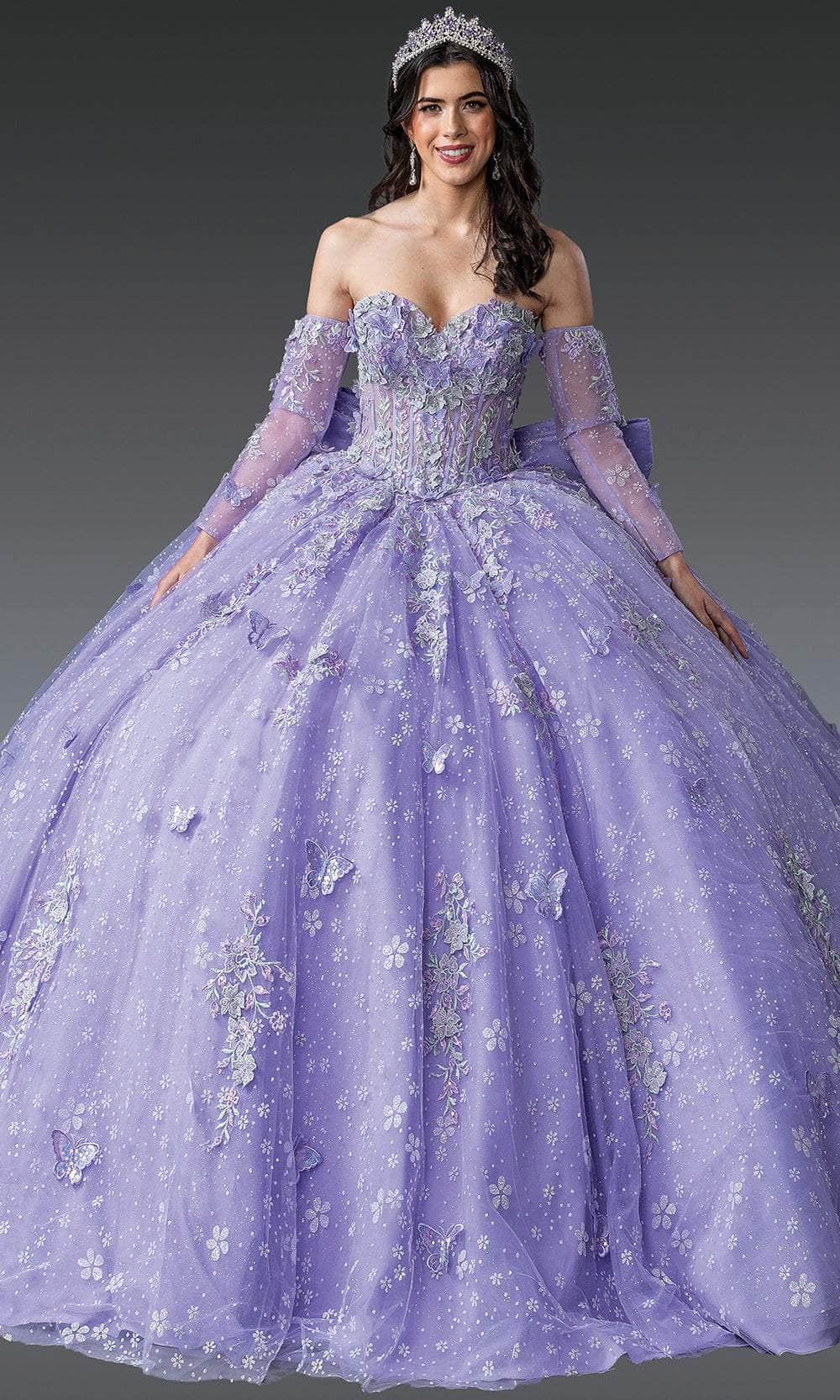 Dancing Queen 1965 - Embroidered Butterfly Strapless Ballgown Quinceanera Dresses XS / Lilac