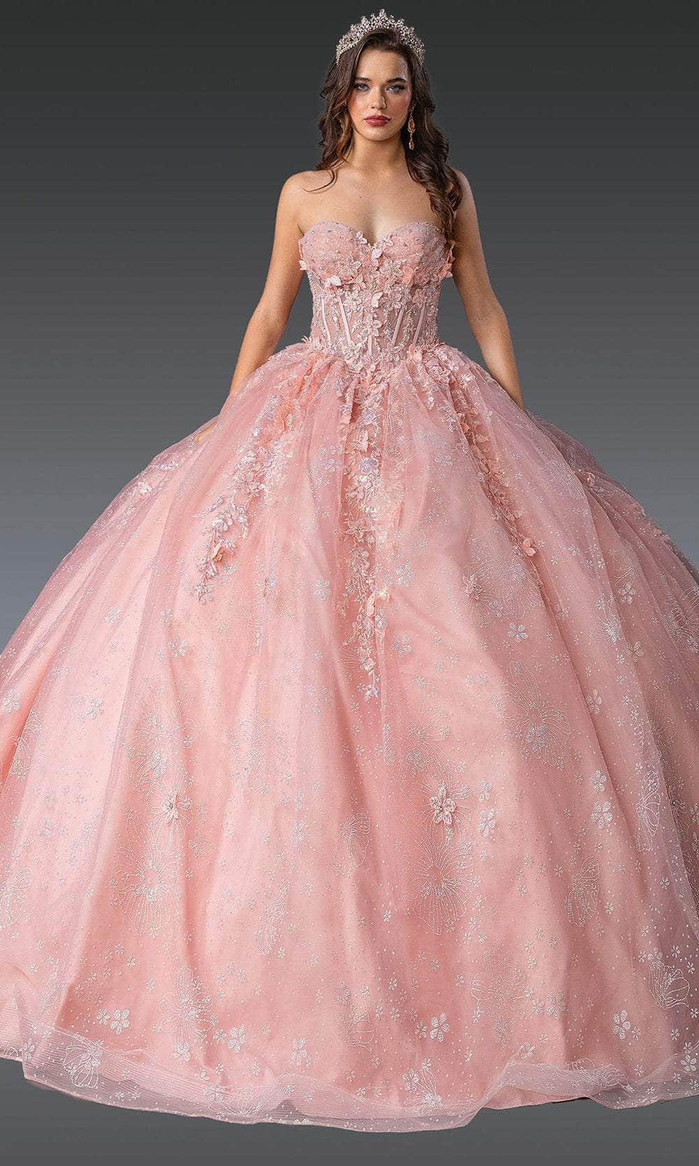 Dancing Queen 1970 – Sweetheart Sheer Cape Glitter Ballgown
