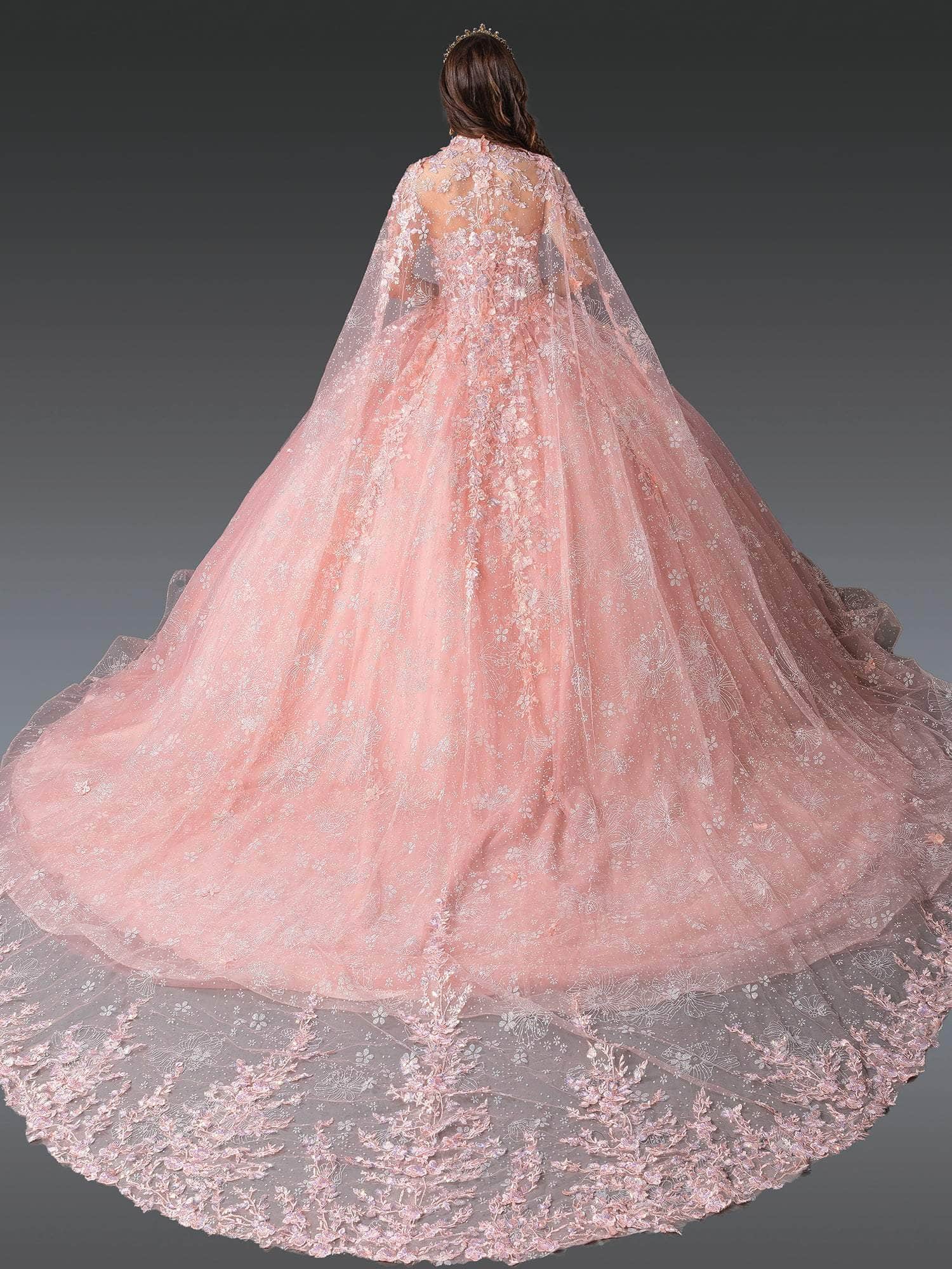 Dancing Queen 1970 – Sweetheart Sheer Cape Glitter Ballgown