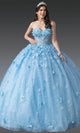 Dancing Queen 1972 - Floral Bodice Strapless Corset Ballgown Quinceanera Dresses XS / Bahama Blue