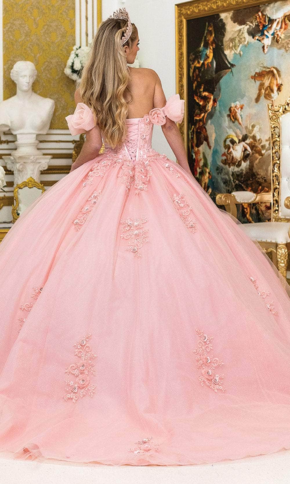 Dancing Queen 1976 - Floral Embroidered Puff Sleeve Ballgown Ball Gowns XS / Blush