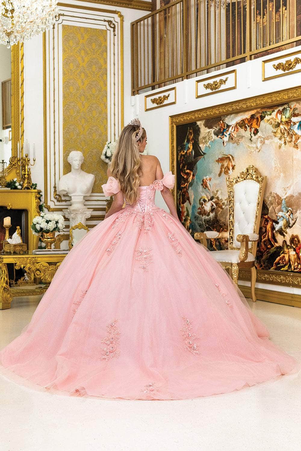 Dancing Queen 1976 - Floral Embroidered Puff Sleeve Ballgown Ball Gowns XS / Blush
