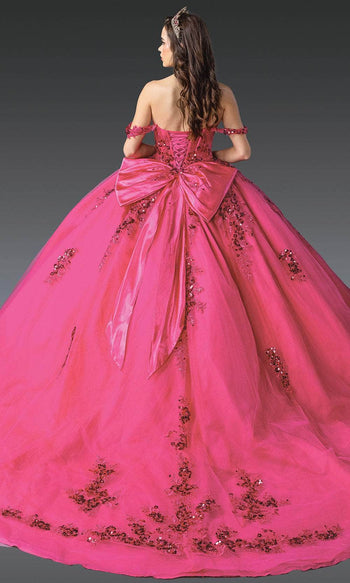 Dancing Queen 1986 - Sequin Embroidered Ballgown with Back Bow Ball Gowns XS / Royal Blue