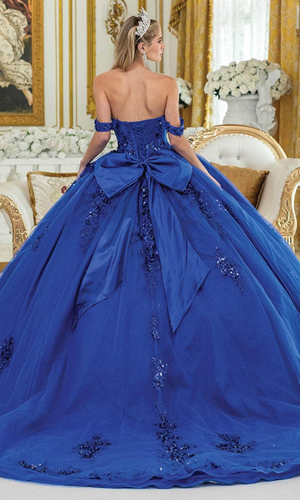 Dancing Queen 1986 - Sequin Embroidered Ballgown with Back Bow Ball Gowns XS / Royal Blue