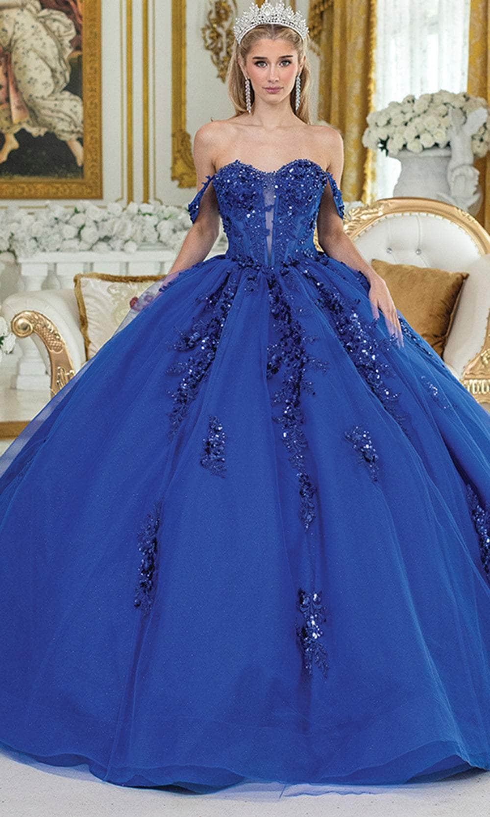 Dancing Queen 1986 - Sequin Embroidered Ballgown with Back Bow Ball Gowns XS / Royal Blue