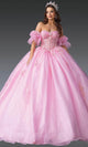 Dancing Queen 1988 - Floral Appliqued Puff Sleeve Ballgown Quinceanera Dresses XS / Pink