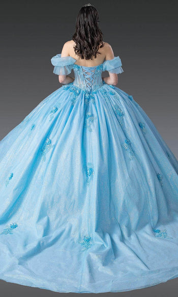 Dancing Queen 1990 - Off Shoulder Puff Sleeve Embellished Ballgown Ball Gowns XS / Pink