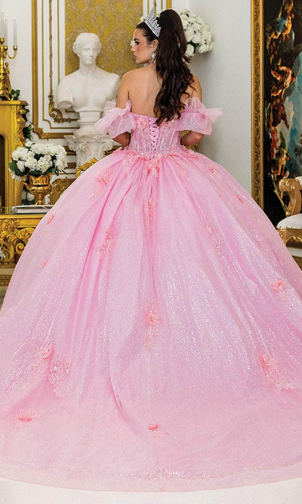 Dancing Queen 1990 - Off Shoulder Puff Sleeve Embellished Ballgown Ball Gowns XS / Pink