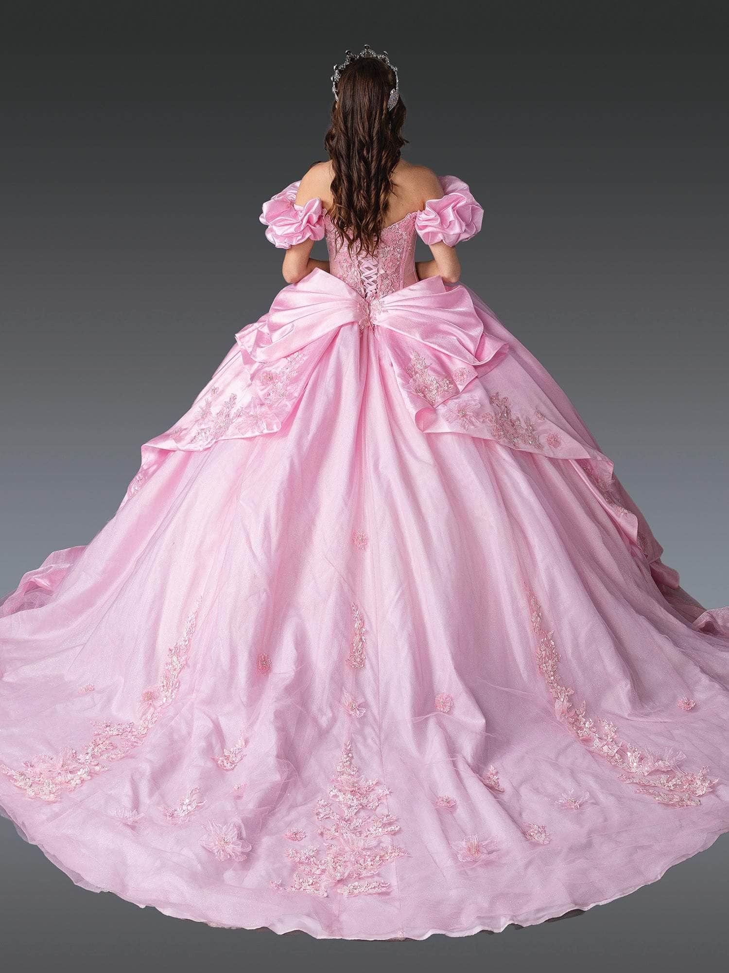Dancing Queen 1994 - Ruffled Puff Sleeve Floral Ballgown Quinceanera Dresses XS / Pink
