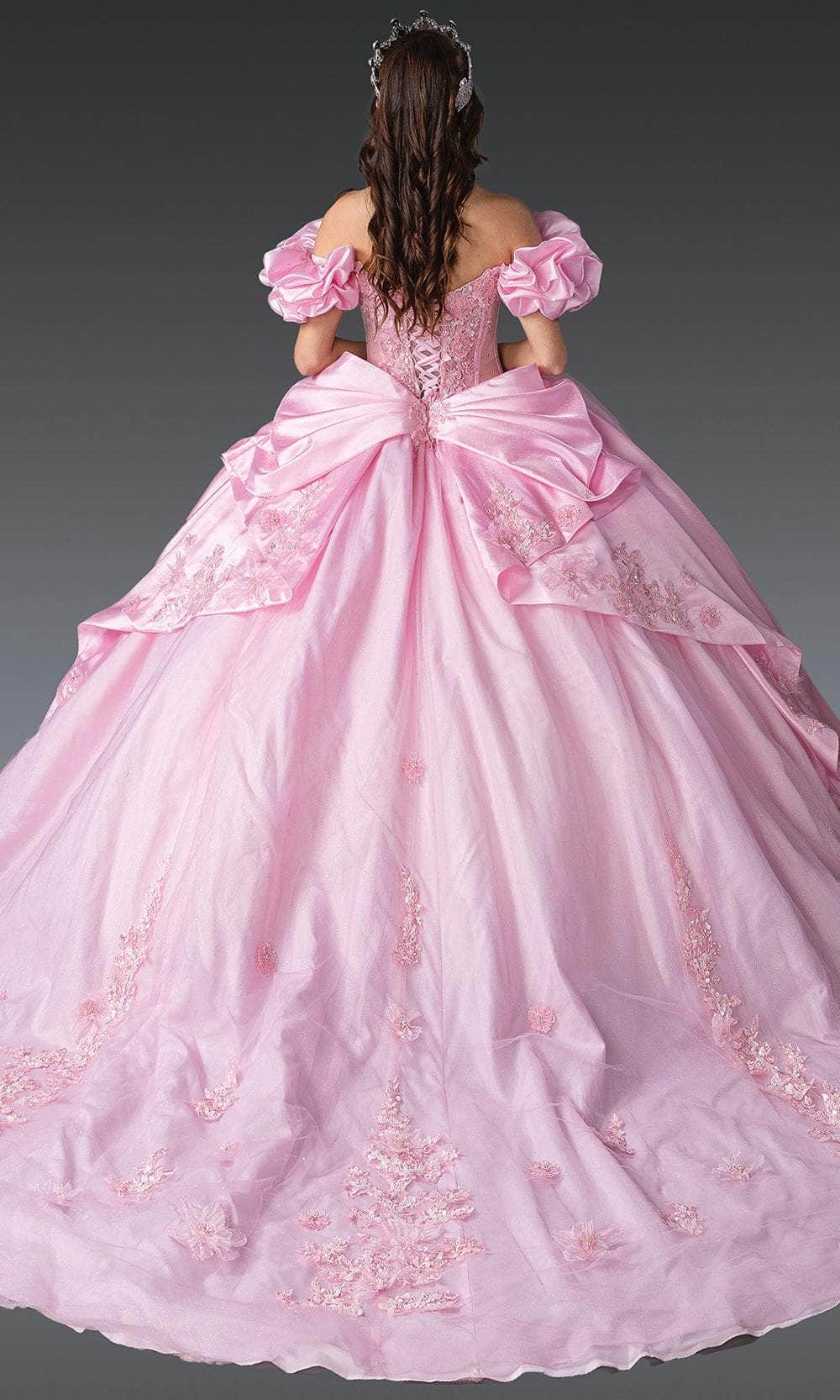 Dancing Queen 1994 - Ruffled Puff Sleeve Floral Ballgown Quinceanera Dresses XS / Pink