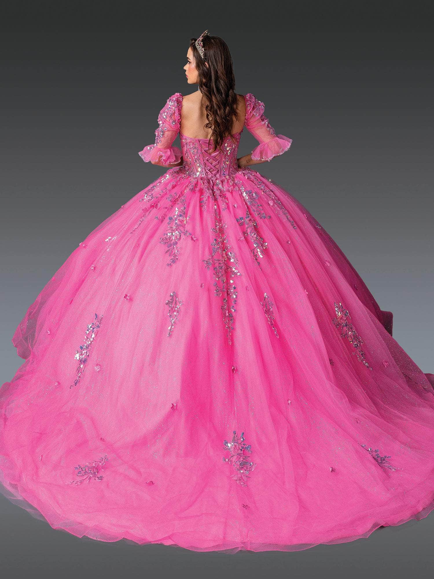 Dancing Queen 1995 - Strapless Sweetheart Sequin Lace Ballgown Quinceanera Dresses XS / Rose Pink