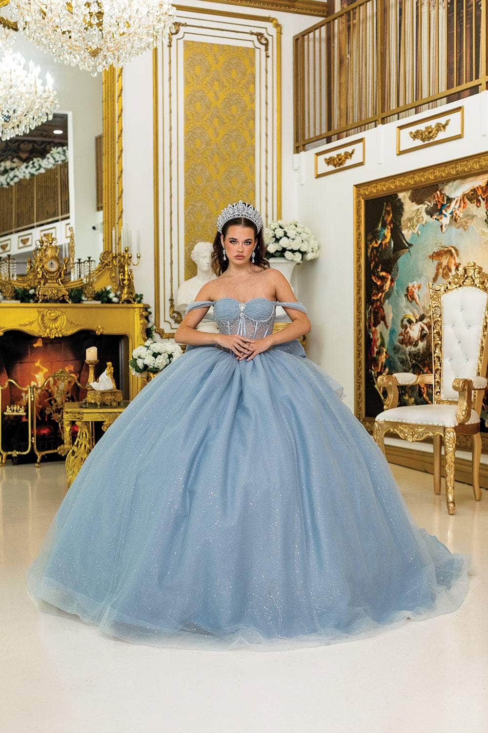Dancing Queen 1996 - Glitter Off Shoulder Ballgown with Bow Ball Gowns