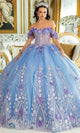 Dancing Queen 1999 - Off Shoulder Floral Embroidered Ballgown Quinceanera Dresses XS / Lilac/Bahama/Blue