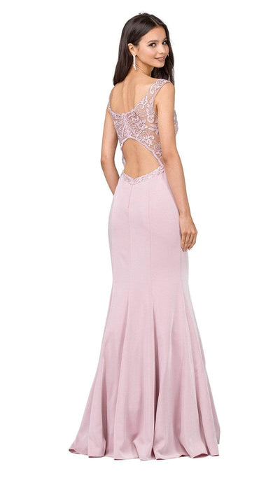 Dancing Queen - 2006 Embroidered Sheer Mermaid Prom Dress Prom Dresses 3XL / Dusty Pink