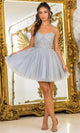 Dancing Queen 3399 – Sequined Illusion Corset A-Line Mini Dress