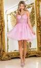 Dancing Queen 3404 – Appliqued Illusion Corset A-Line Mini Dress