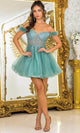 Dancing Queen 3406 – Ruffled Off-Shoulder Sleeve Beaded Dress