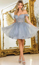 Dancing Queen 3406 – Ruffled Off-Shoulder Sleeve Beaded Dress