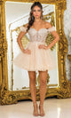 Dancing Queen 3406 – Ruffled Off-Shoulder Sleeve Beaded Dress